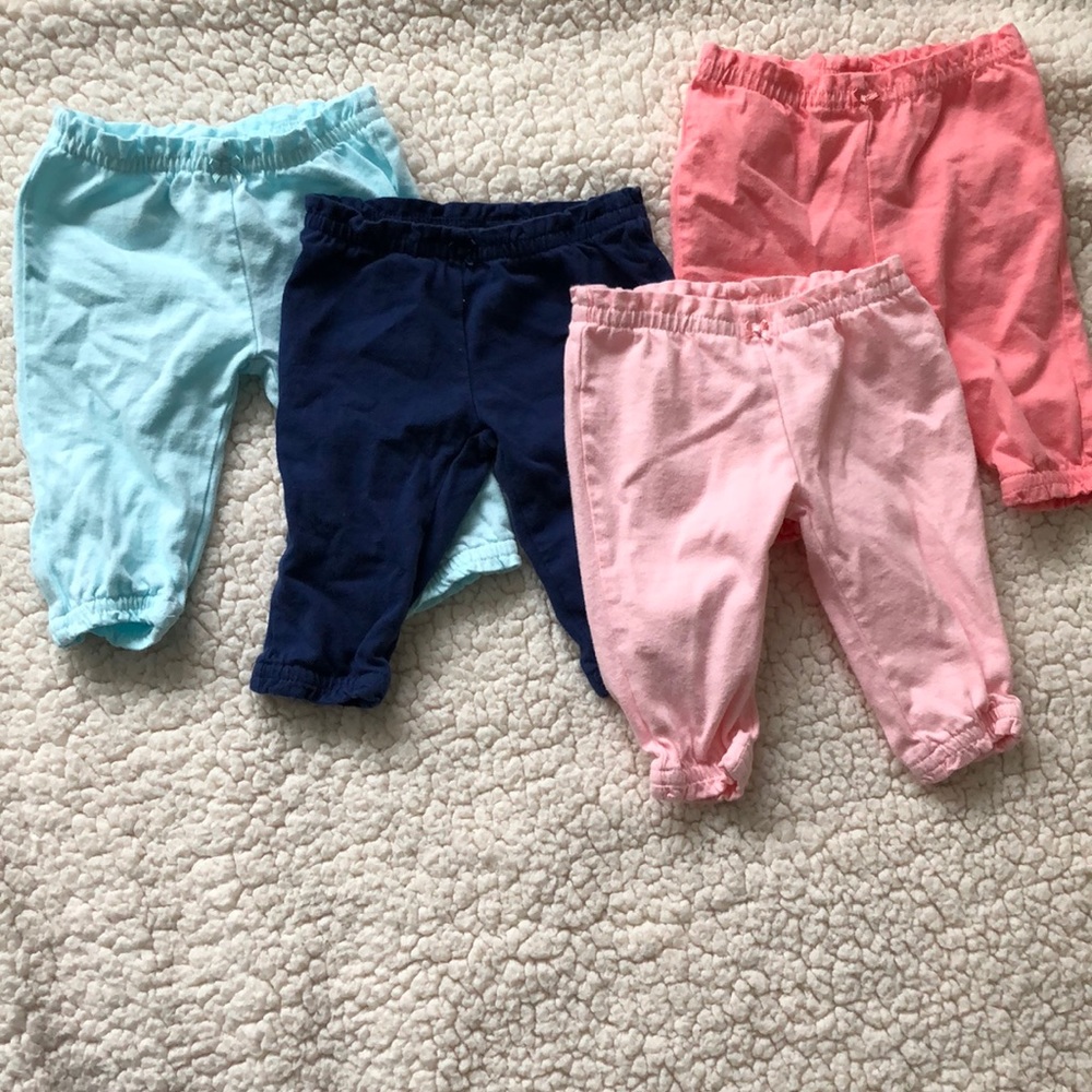 Carter's 4 Pack Baby Girl Lightweight Pants NB